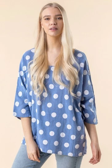 Roman Yellow Spot Print 3/4 Sleeve Top 11 Roman Yellow Spot Print 3/4 Sleeve Top - Image 9