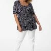 Roman Navy Curve Floral Print Gathered Top 1 Roman Navy Curve Floral Print Gathered Top -Roman Sales Shop unnamed file 7527