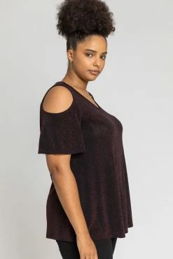 Roman Red Curve Cold Shoulder Shimmer Top 9 Roman Red Curve Cold Shoulder Shimmer Top -Roman Sales Shop unnamed file 7535