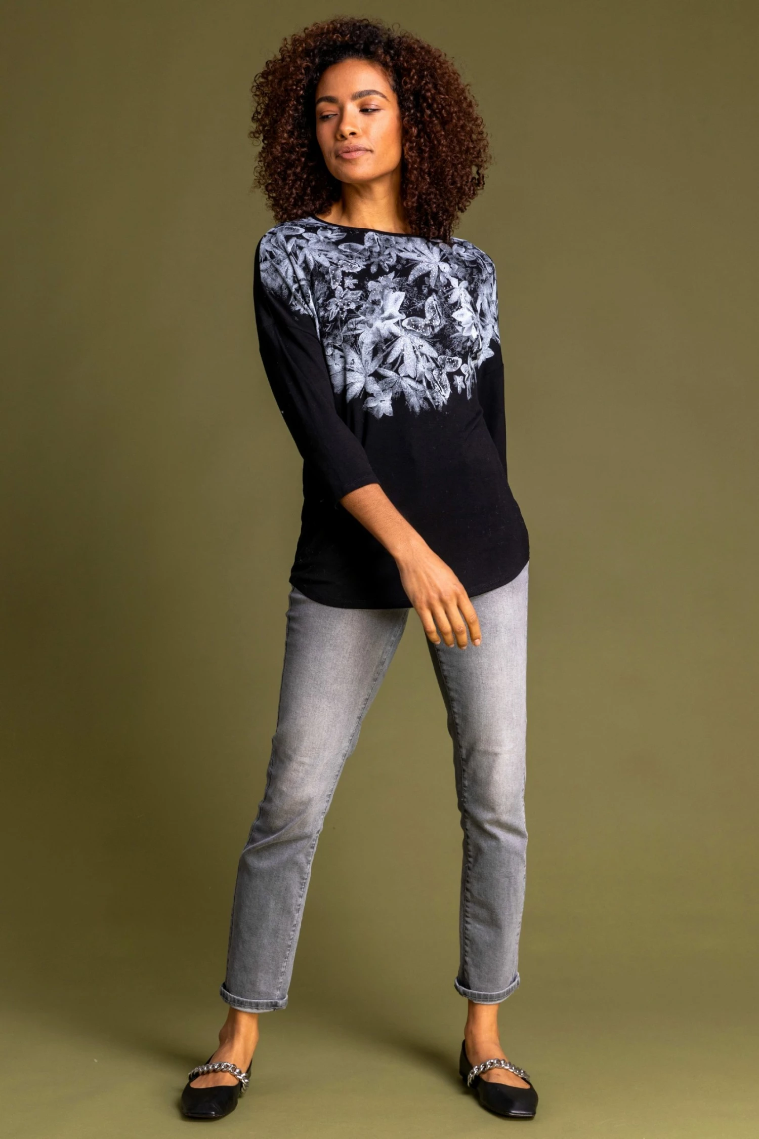 Roman Black Floral Butterfly Embellished Top 5 Roman Black Floral Butterfly Embellished Top - Image 3