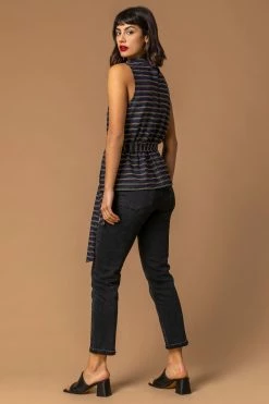 Roman Mutli Sparkle Stripe Print Belted Top 9 Roman Mutli Sparkle Stripe Print Belted Top -Roman Sales Shop unnamed file 7566