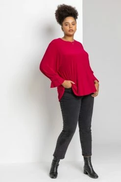 Roman Red Curve Cuff Detail Oversized Top 9 Roman Red Curve Cuff Detail Oversized Top -Roman Sales Shop unnamed file 7570