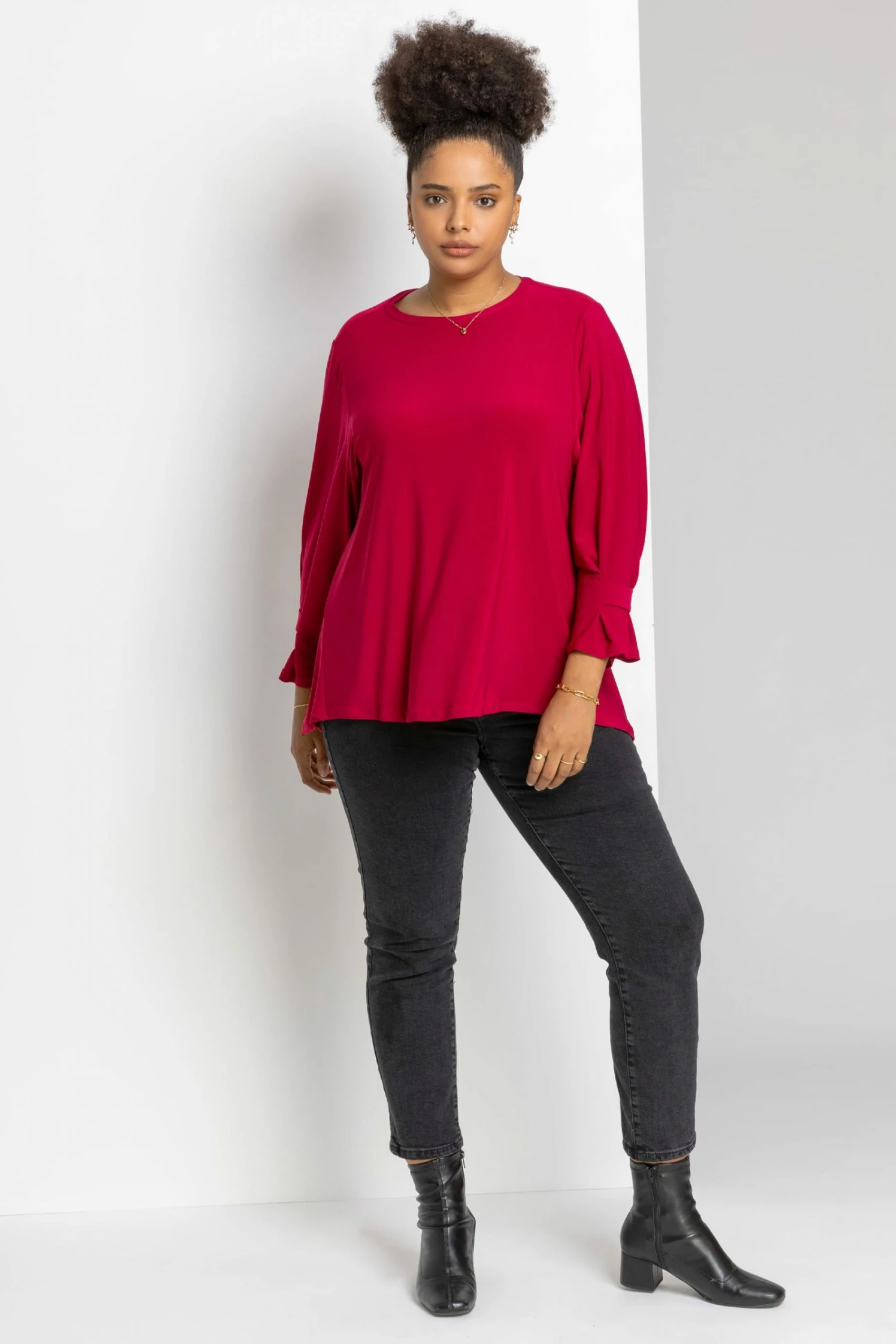 Roman Red Curve Cuff Detail Oversized Top 5 Roman Red Curve Cuff Detail Oversized Top - Image 3