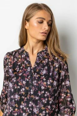 Roman Purple Shimmer Stripe Floral Print Blouse 10 Roman Purple Shimmer Stripe Floral Print Blouse -Roman Sales Shop unnamed file 7578