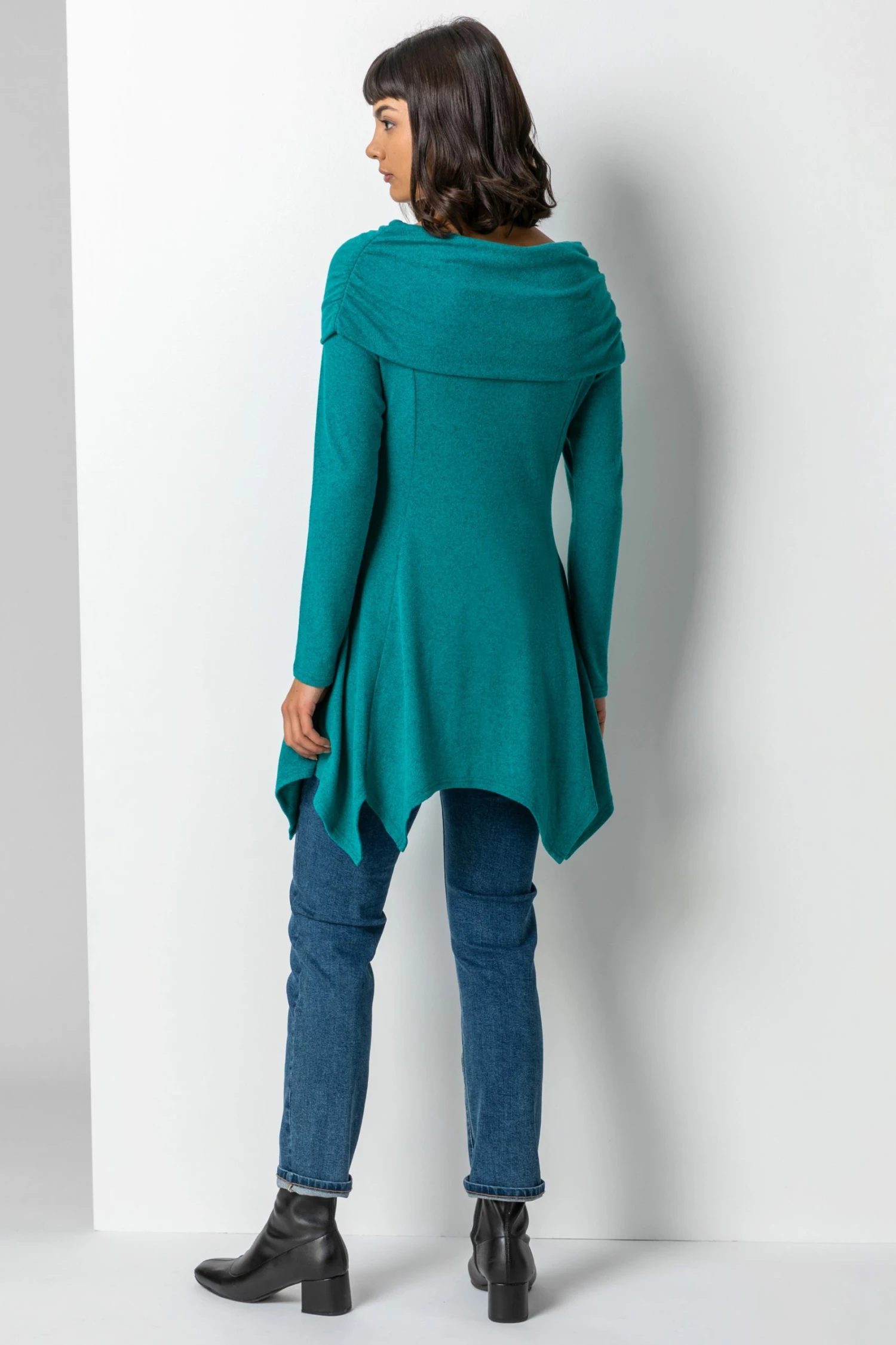 Roman Green Longline Bardot Hanky Hem Top 4 Roman Green Longline Bardot Hanky Hem Top - Image 2