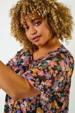 Roman Black Curve Floral Print Mesh Yoke Top 10 Roman Black Curve Floral Print Mesh Yoke Top -Roman Sales Shop unnamed file 7588
