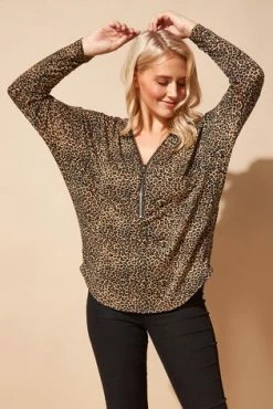 Roman Cream Animal Print Zip Front Top 11 Roman Cream Animal Print Zip Front Top -Roman Sales Shop unnamed file 7599