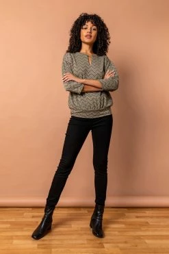 Roman Khaki Keyhole Detail Textured Blouson Top 9 Roman Khaki Keyhole Detail Textured Blouson Top -Roman Sales Shop unnamed file 7602