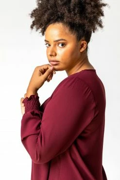 Roman Red Curve Frill Hem Shirred Top 10 Roman Red Curve Frill Hem Shirred Top -Roman Sales Shop unnamed file 7613