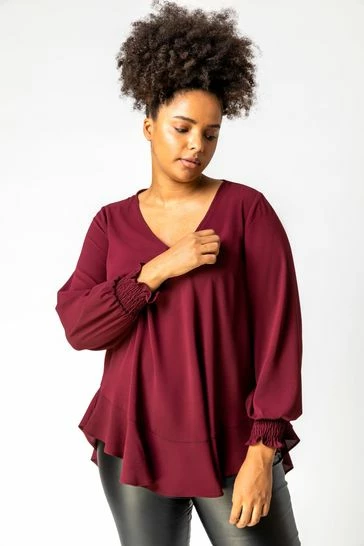 Roman Red Curve Frill Hem Shirred Top 7 Roman Red Curve Frill Hem Shirred Top - Image 5