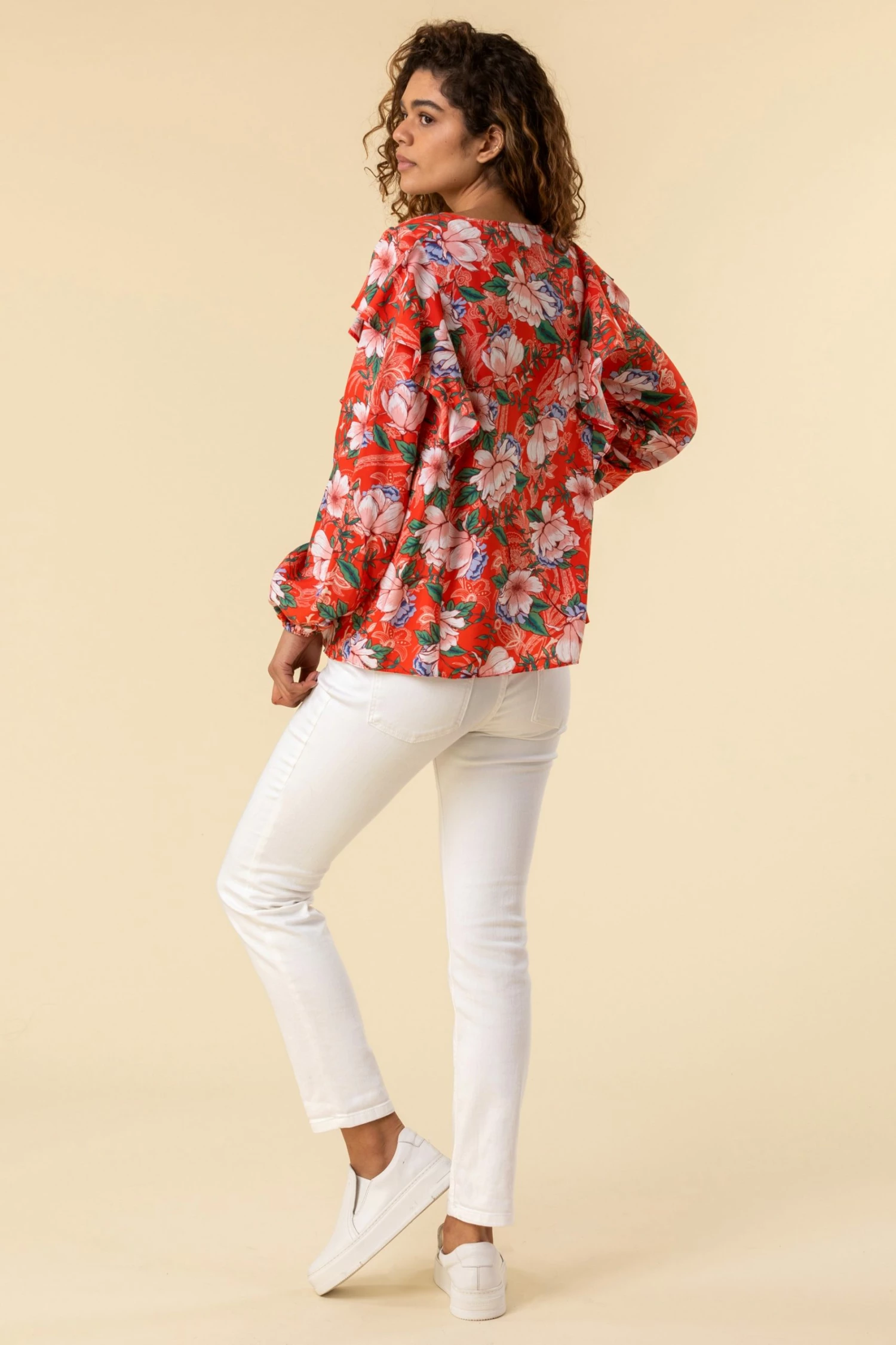 Roman Multi Floral Paisley Print Frill Sleeve Top 4 Roman Multi Floral Paisley Print Frill Sleeve Top - Image 2
