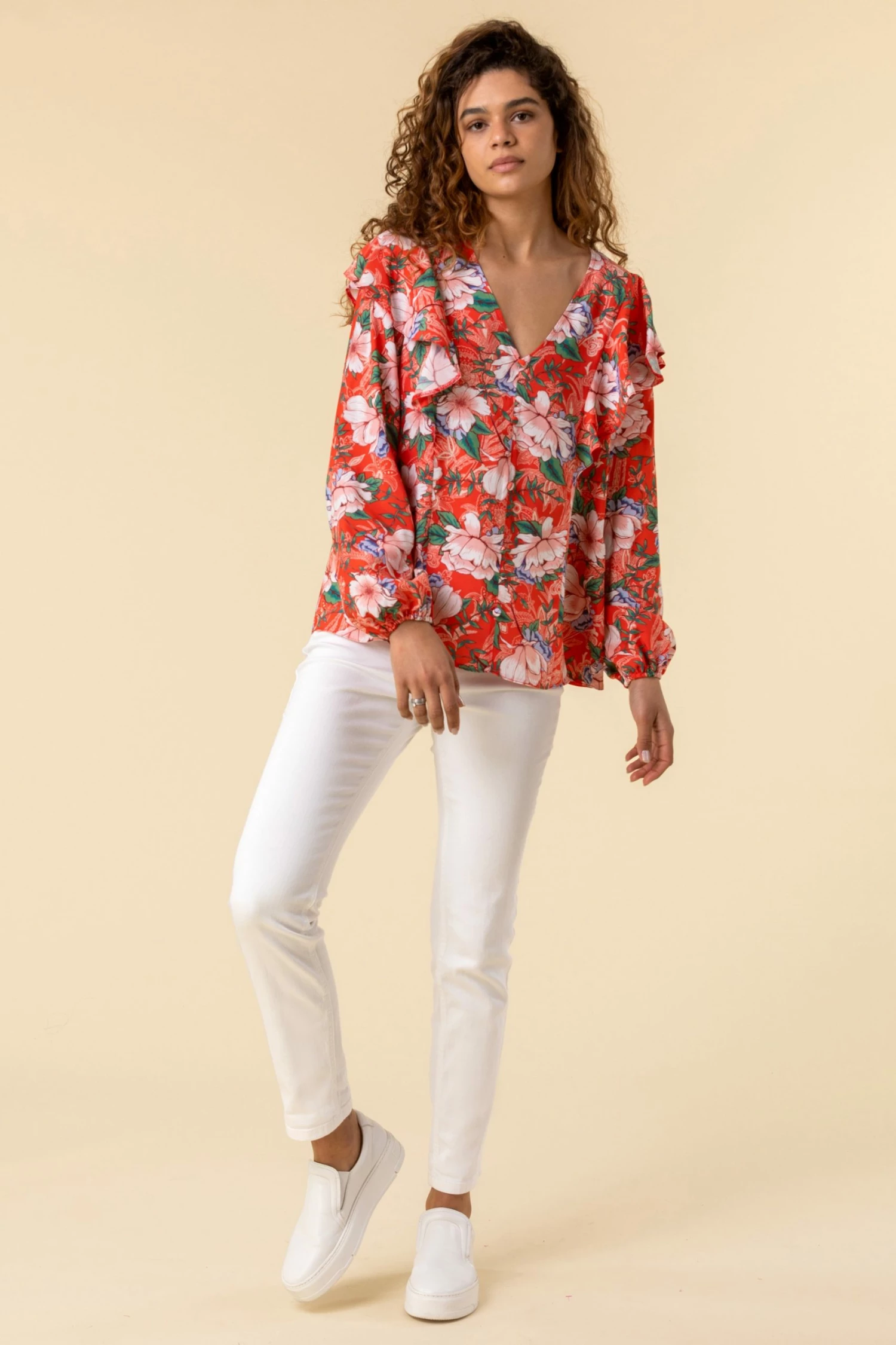 Roman Multi Floral Paisley Print Frill Sleeve Top 5 Roman Multi Floral Paisley Print Frill Sleeve Top - Image 3