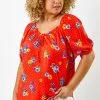 Roman Red Curve Spot Floral Print Sweetheart Neck Top 2 Roman Red Curve Spot Floral Print Sweetheart Neck Top -Roman Sales Shop unnamed file 7638