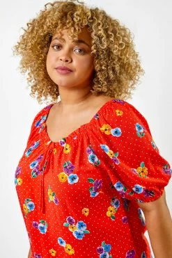 Roman Red Curve Spot Floral Print Sweetheart Neck Top 10 Roman Red Curve Spot Floral Print Sweetheart Neck Top -Roman Sales Shop unnamed file 7641
