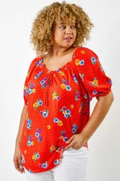 Roman Red Curve Spot Floral Print Sweetheart Neck Top 11 Roman Red Curve Spot Floral Print Sweetheart Neck Top -Roman Sales Shop unnamed file 7642