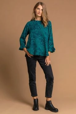 Roman Blue Animal Print Frill Hem Top 11 Roman Blue Animal Print Frill Hem Top -Roman Sales Shop unnamed file 7647