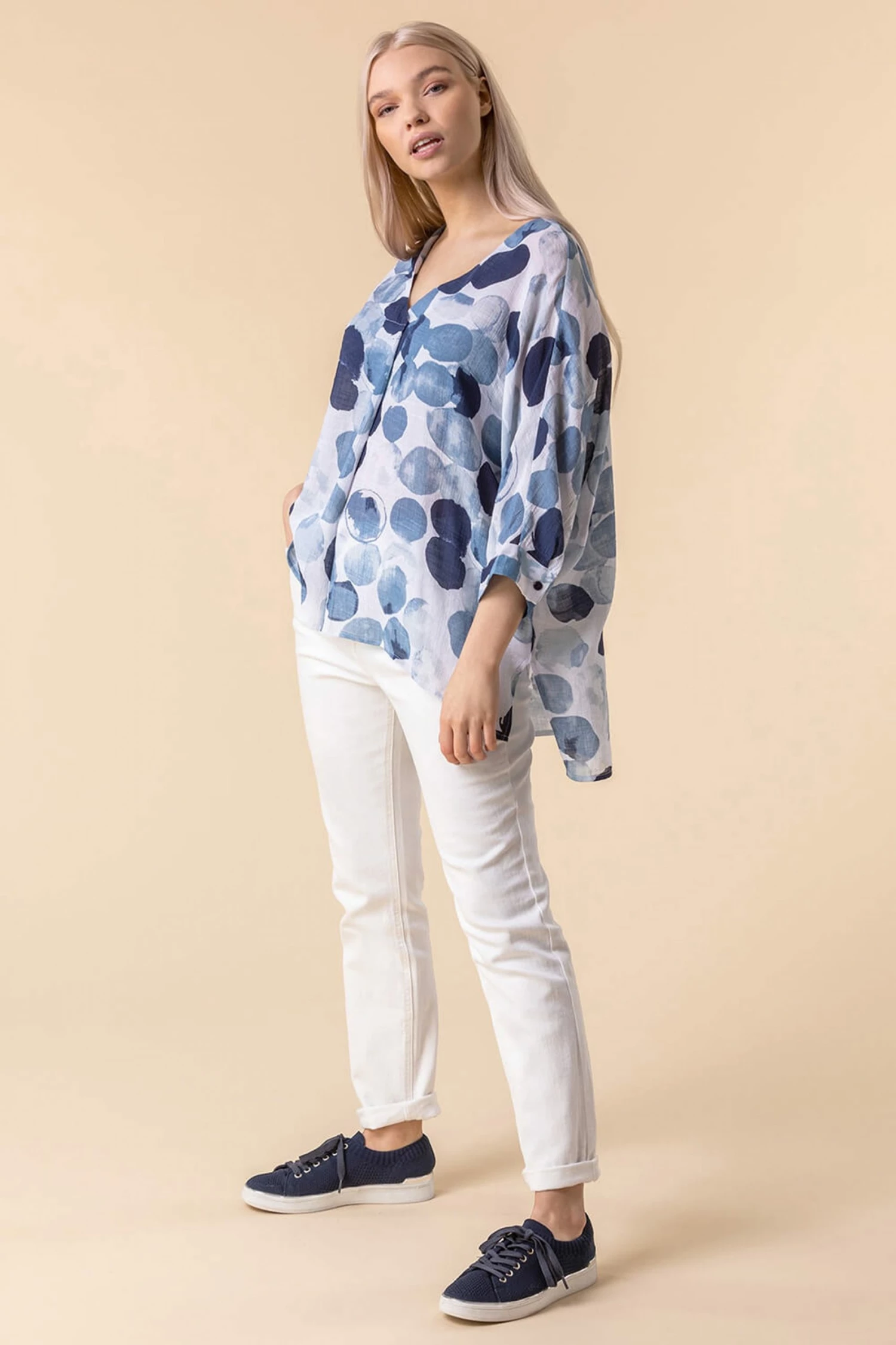 Roman Blue Abstract Spot Print Shirt 5 Roman Blue Abstract Spot Print Shirt - Image 3