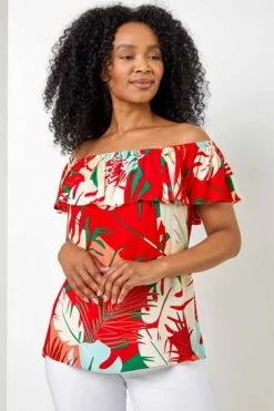 Roman Orange Petite Tropical Print Bardot Top 11 Roman Orange Petite Tropical Print Bardot Top -Roman Sales Shop unnamed file 7657