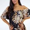Roman Black Petite Tropical Print Buckle Detail Wrap Top 2 Roman Black Petite Tropical Print Buckle Detail Wrap Top -Roman Sales Shop unnamed file 7658