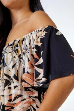 Roman Black Petite Tropical Print Buckle Detail Wrap Top 13 Roman Black Petite Tropical Print Buckle Detail Wrap Top -Roman Sales Shop unnamed file 7662
