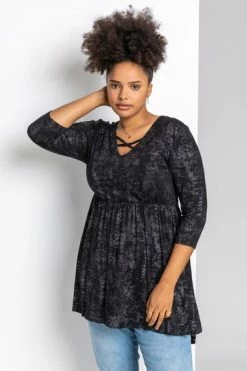 Roman Blue Curve Abstract Print Cross Detail Top 13 Roman Blue Curve Abstract Print Cross Detail Top -Roman Sales Shop unnamed file 7670