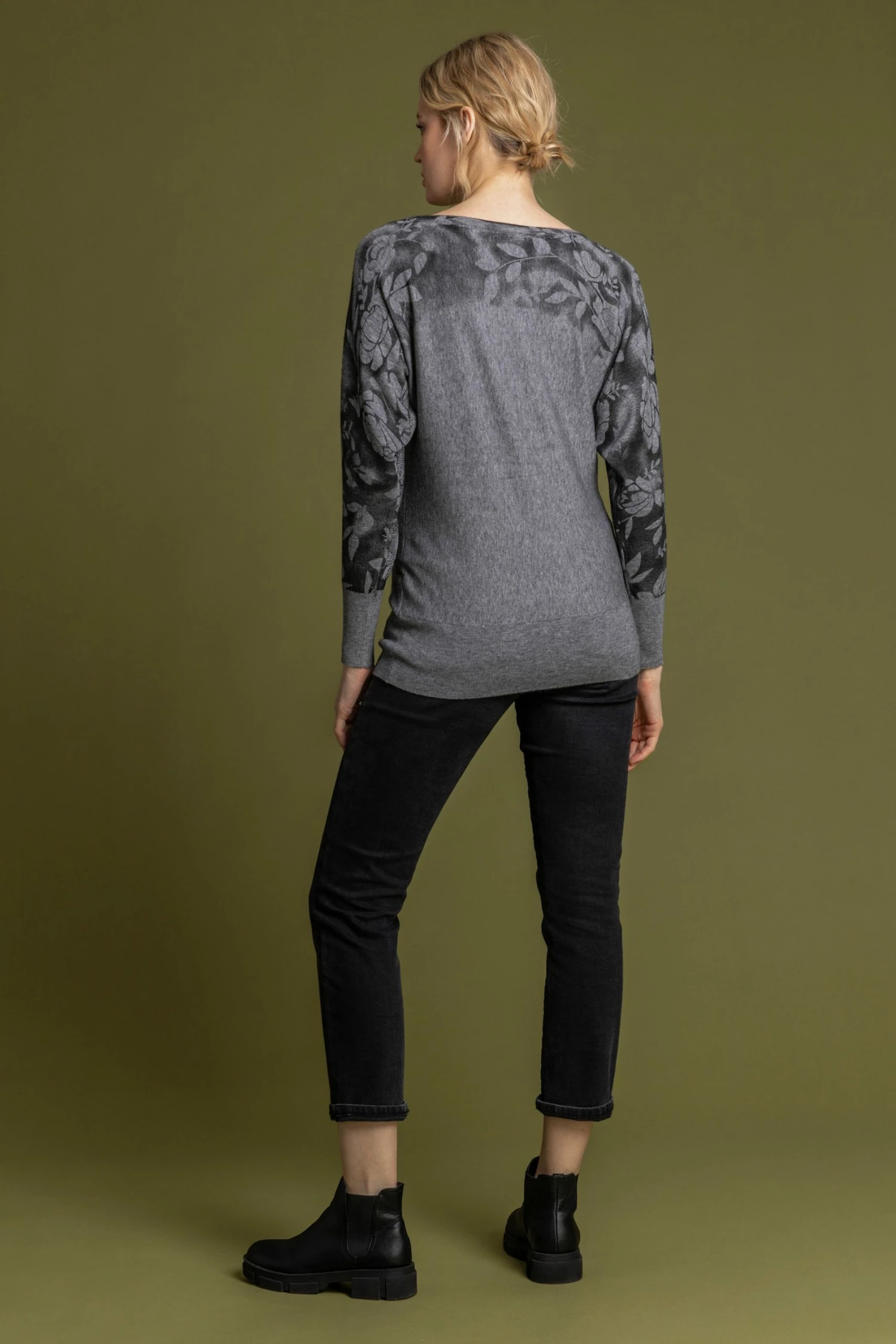 Roman Grey Shadow Floral Border Print Top 6 Roman Grey Shadow Floral Border Print Top - Image 4