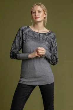 Roman Grey Shadow Floral Border Print Top 11 Roman Grey Shadow Floral Border Print Top -Roman Sales Shop unnamed file 7709