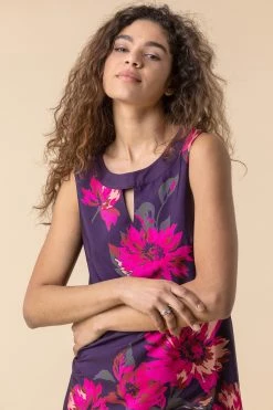 Roman Purple Floral Print Sleeveless Shift Dress 10 Roman Purple Floral Print Sleeveless Shift Dress -Roman Sales Shop unnamed file 771