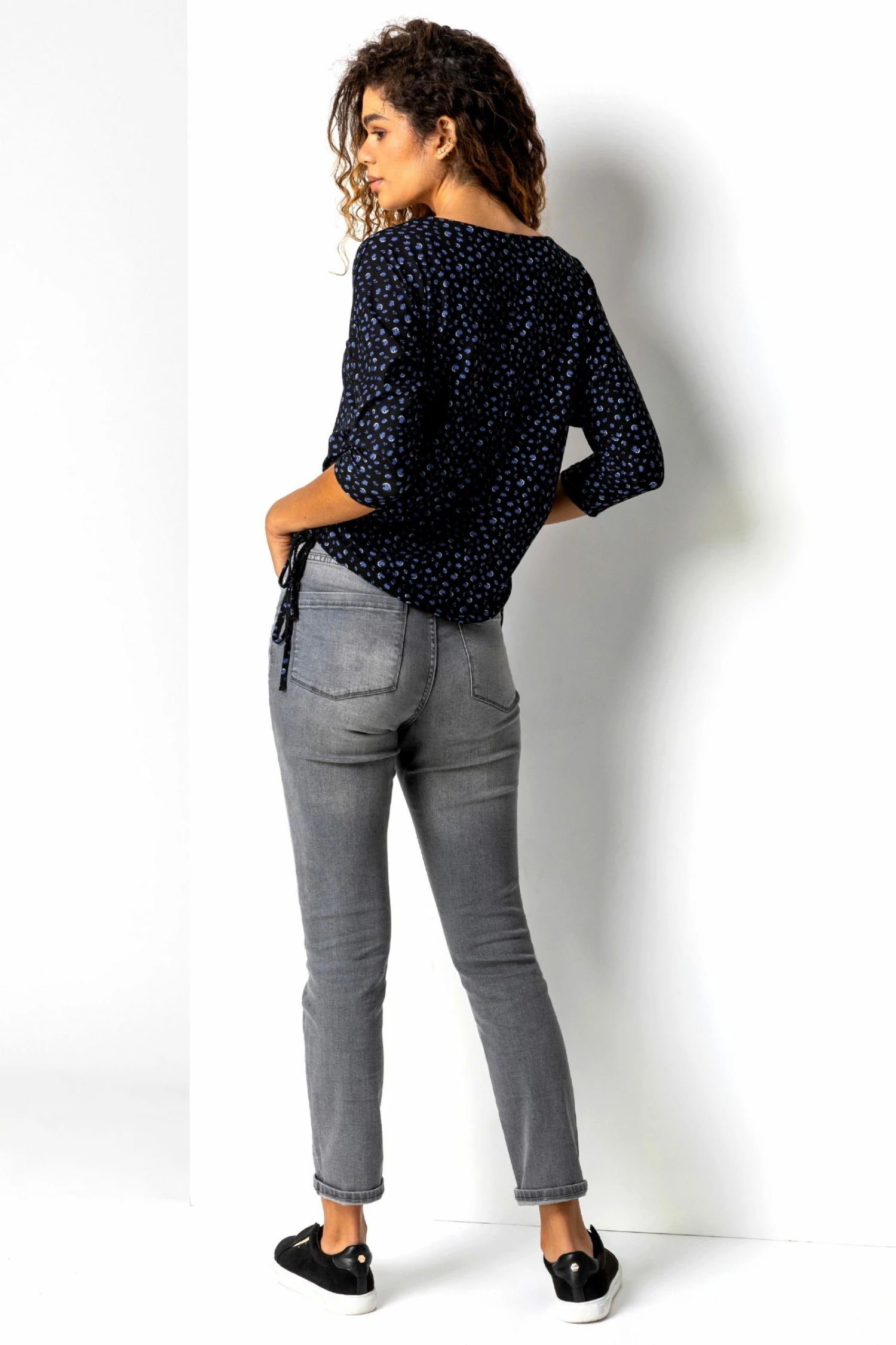 Roman Blue Spot Print Side Tie Top 4 Roman Blue Spot Print Side Tie Top - Image 2