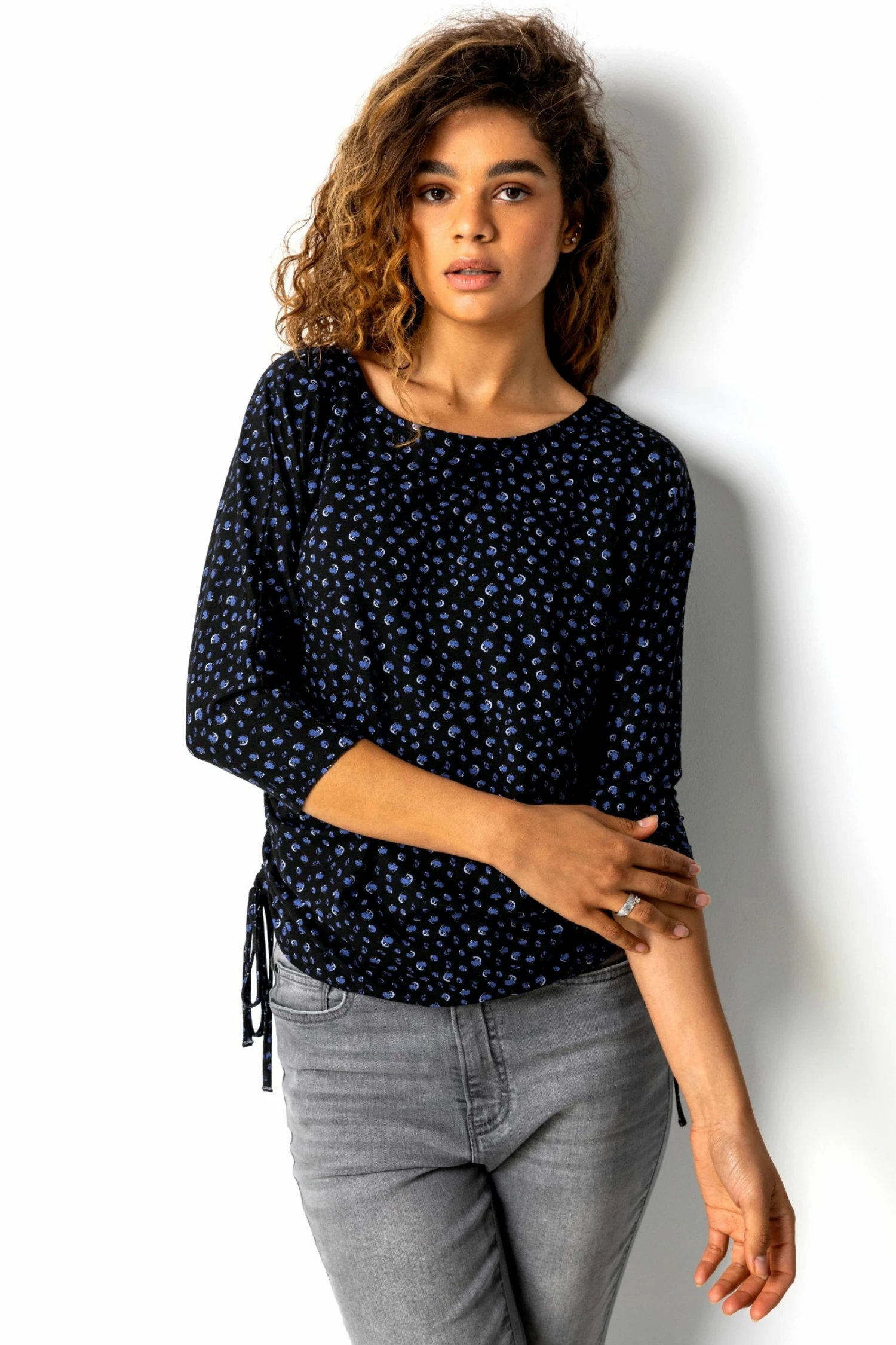 Roman Blue Spot Print Side Tie Top 5 Roman Blue Spot Print Side Tie Top - Image 3