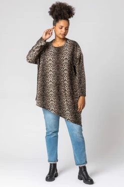 Roman Brown Curve Animal Print Asymmetric Top 9 Roman Brown Curve Animal Print Asymmetric Top -Roman Sales Shop unnamed file 7717