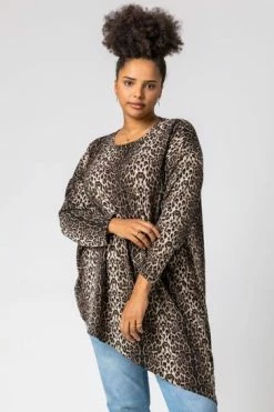 Roman Brown Curve Animal Print Asymmetric Top 11 Roman Brown Curve Animal Print Asymmetric Top -Roman Sales Shop unnamed file 7719