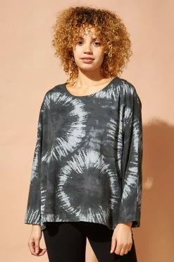 Roman Grey Tie Dye Print Top