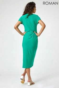 Roman Green Ruched Front Midi Wrap Dress 10 Roman Green Ruched Front Midi Wrap Dress -Roman Sales Shop unnamed file 775