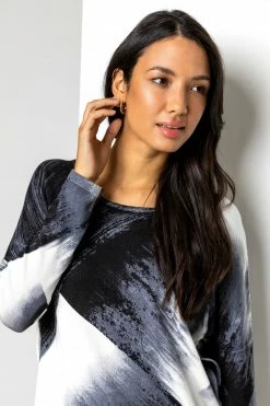 Roman Grey Abstract Colour Block Blouson Top -Roman Sales Shop unnamed file 7756