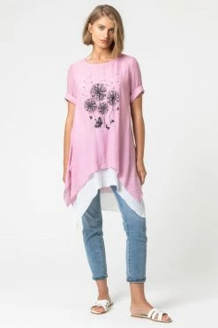 Roman Pink Dandelion Floral Hanky Hem Tunic Top 8 Roman Pink Dandelion Floral Hanky Hem Tunic Top -Roman Sales Shop unnamed file 7760