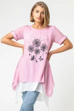 Roman Pink Dandelion Floral Hanky Hem Tunic Top 10 Roman Pink Dandelion Floral Hanky Hem Tunic Top -Roman Sales Shop unnamed file 7762
