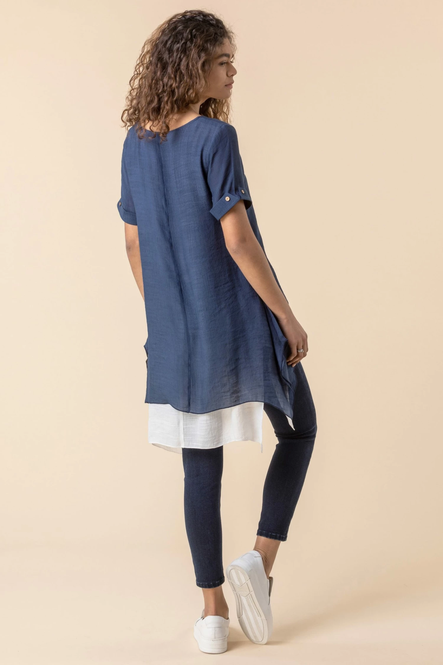 Roman Navy Floral Print Asymmetric Tunic Top 4 Roman Navy Floral Print Asymmetric Tunic Top - Image 2