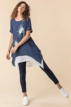 Roman Navy Floral Print Asymmetric Tunic Top 9 Roman Navy Floral Print Asymmetric Tunic Top -Roman Sales Shop unnamed file 7771