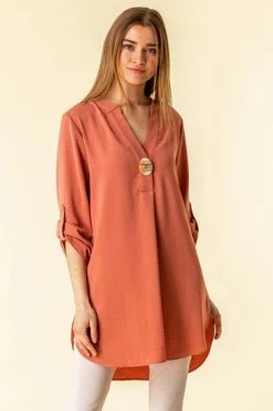 Roman Coral Pink Longline Button Detail Tunic Top 14 Roman Coral Pink Longline Button Detail Tunic Top -Roman Sales Shop unnamed file 7778