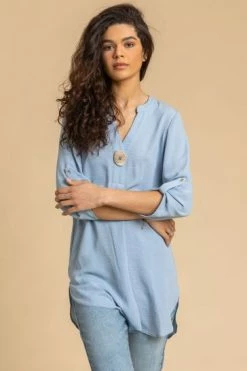 Roman Coral Pink Longline Button Detail Tunic Top 15 Roman Coral Pink Longline Button Detail Tunic Top -Roman Sales Shop unnamed file 7779