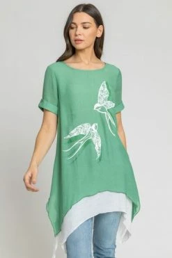 Roman Purple Bird Print Asymmetric Tunic Top -Roman Sales Shop unnamed file 7787