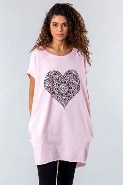 Roman Black One Size Henna Heart Print Lounge Top 15 Roman Black One Size Henna Heart Print Lounge Top -Roman Sales Shop unnamed file 7793