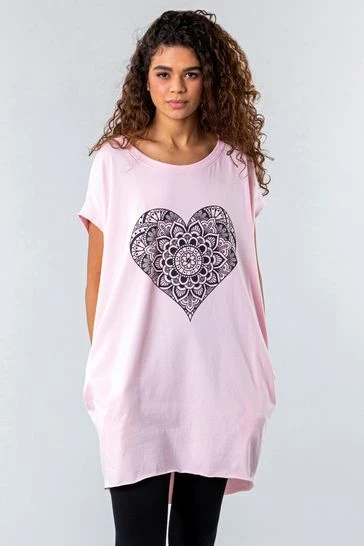 Roman Black One Size Henna Heart Print Lounge Top 8 Roman Black One Size Henna Heart Print Lounge Top - Image 6
