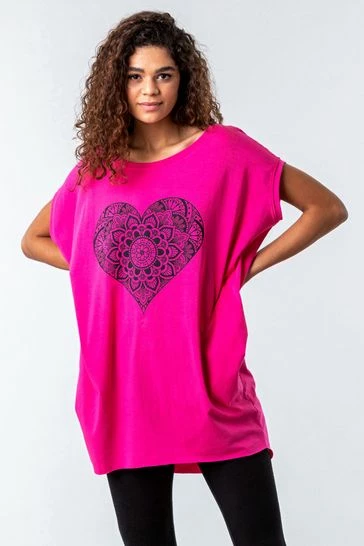 Roman Black One Size Henna Heart Print Lounge Top 9 Roman Black One Size Henna Heart Print Lounge Top - Image 7