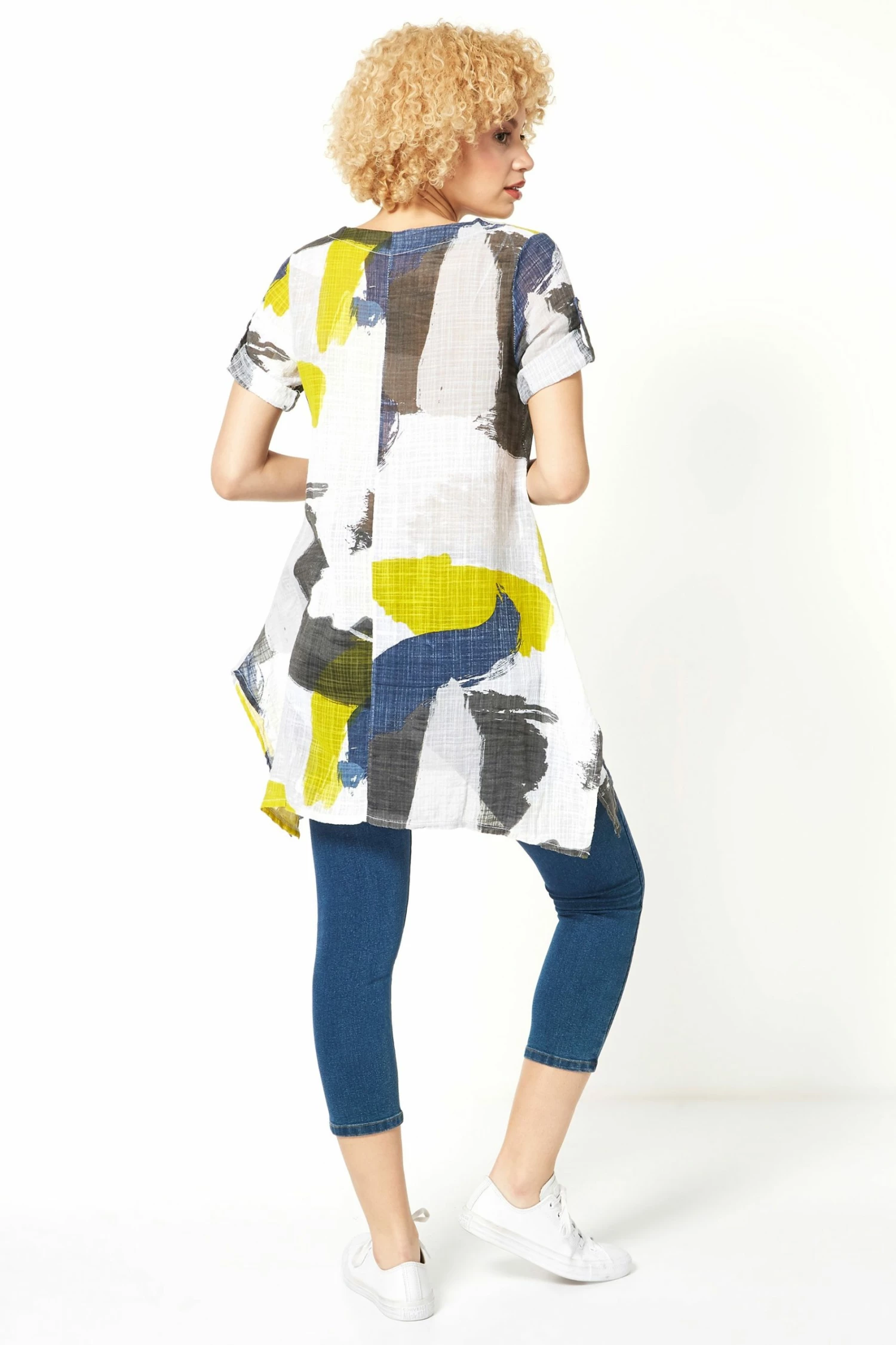 Roman Multi Abstract Print Longline Tunic Top 4 Roman Multi Abstract Print Longline Tunic Top - Image 2