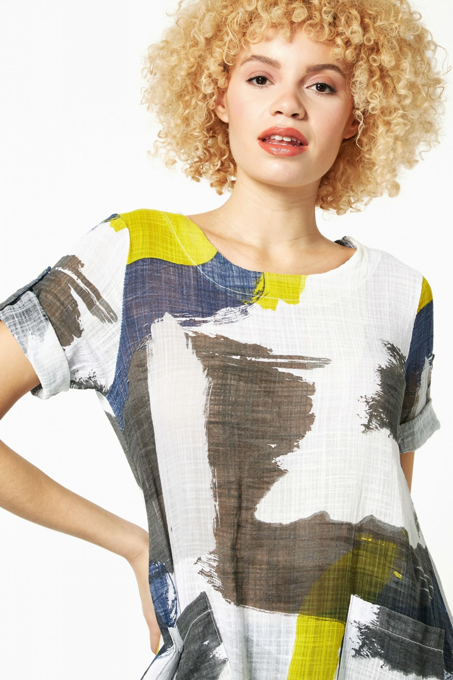 Roman Multi Abstract Print Longline Tunic Top 5 Roman Multi Abstract Print Longline Tunic Top - Image 3