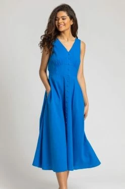 Roman Blue Textured Stripe Button Detail Midi Dress 5 Roman Blue Textured Stripe Button Detail Midi Dress -Roman Sales Shop unnamed file 780