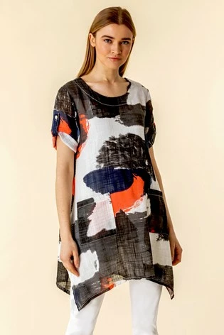 Roman Multi Abstract Print Longline Tunic Top 8 Roman Multi Abstract Print Longline Tunic Top - Image 6