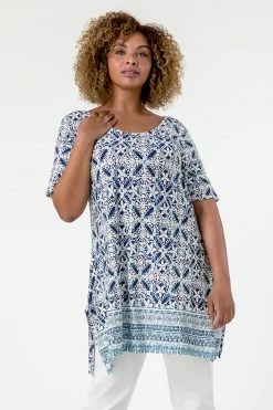 Roman Blue Curve Tile Print Longline Top 10 Roman Blue Curve Tile Print Longline Top -Roman Sales Shop unnamed file 7809